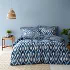 Ayla Ikat Blue 100% Cotton Duvet Cover and Pillowcase Set