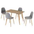 Barley Rectangular Dining Table with 4 Chairs, Grey