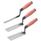 Jazooli 3pcs Trade Trowel Set - Carbon Steel Pointing, Gauging & Margin Trowels, Ergonomic Handles - 13mm, 38mm, 51mm Blades