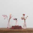 Set of 3 Artificial Pretty Boho Stems in Pink Glass Vases