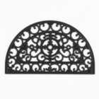 Radcliffe Iron-Effect Doormat Duty Rubber Rectangle Ironmat Waterproof Non-Slip 45x75cm - Black Half Moon