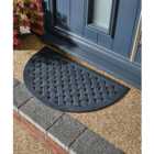 Reddish Iron-Effect Doormat Rubber Lattice Design Waterproof Non-Sli Black Half Moon