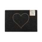 Oseasons Heart Medium Embossed Doormat in Black with Open Back