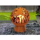 GardenCo Rust Globe Fire Pit with Large 60cm Basket and Weatherproof Cover