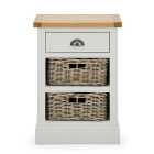 Compton Tall Side Table with Baskets, Ivory