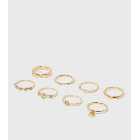 8 Pack Gold Mystic Diamanté Stacking Rings