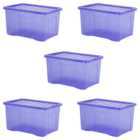 Wham 60L Blue Crystal Storage Box and Lid 5 Pack