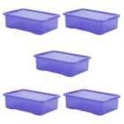 Wham 32L Blue Crystal Storage Box and Lid 5 Pack