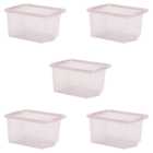 Wham 28L Pink Crystal Storage Box and Lid 5 Pack