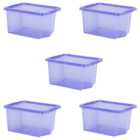 Wham 28L Blue Crystal Storage Box and Lid 5 Pack
