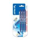 Pilot FriXion Clicker Erasable Ink Rollerball Pen 07 Medium - Blue 3 per pack