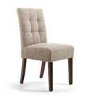 2 x Shankar Moseley Stitched Waffle Tweed Oatmeal Dining Chairs With Walnut Legs