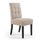 2 x Shankar Moseley Stitched Waffle Tweed Oatmeal Dining Chairs With Black Legs