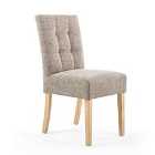 2 x Shankar Moseley Stitched Waffle Tweed Oatmeal Dining Chairs With Natural Legs