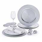 Waterside 12 Piece Charger Plate Set - Brushed Silver