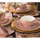 The Waterside 12 Piece Tallulah Dinner Set - Pink & Gold
