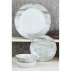 The Waterside 12 Piece Marble & Gold Dinner Set
