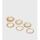 6 Pack Gold Twist and Textured Stacking Rings