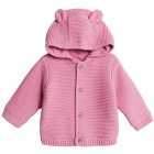 Knitted Chunky Cardigan, Dusky Pink 0-3Y