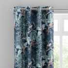 Jungle Luxe Navy Chenille Eyelet Curtains