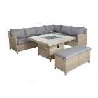 Royalcraft Wentworth 7pc Deluxe Modular Corner Dining Set w/ 120 x 120cm Firepit Table