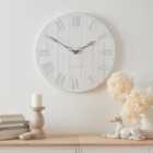 Cream Distressed Wooden Wall Clock