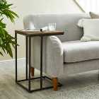 Charlie C-Shaped Side Table, Rustic Wood Effect