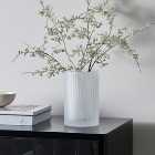 Ridged White Frosted Glass Vase