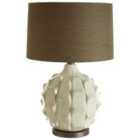 Premier Housewares Usha Table Lamp with Brown/Grey Linen Shade