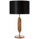 Premier Housewares Manor Table Lamp with Champagne Gold Finish Base & Black Fabric Shade