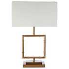 Premier Housewares Zofie Table Lamp in Gold Finish with White Linen Shade