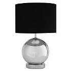 Premier Housewares Naomi Table Lamp with Chrome Glass Base & Black Fabric Shade