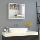HOMCOM Wall Mounted Bathroom Mirror Cabinet with Storage Shelf White