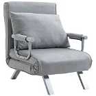 HOMCOM Foldable Portable Armchair Bed With Pillow Light Grey