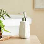 Ceramic Ribbed White Soap Dispenser