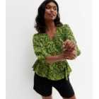 Gini London Green Paisley Belted Wrap Top