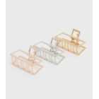 3 Pack Rose Gold Silver and Gold Rectangle Mini Bulldog Claw Clips