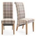 Set of 2 Chester Dining Chairs, Woven Check Fabric