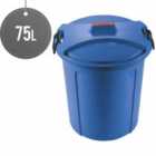 Sterling Ventures Heavy Duty Plastic Garden Waste Rubbish Dust Bin With Locking Lid 74L (blue)