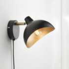 Anara Matt Black & gold Plug-in LED Wall light