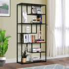 HOMCOM Wood Book Shelf Industrial Style 6 Tier Living Room Display Rack Organiser