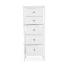 Lynton Tall Small 5 Drawer Chest, White