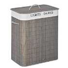 HOMCOM 2 Section Collapsible Laundry Hamper - Grey