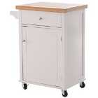 Kitchen Cart Storage Trolley with Drawer, Cupboard and Towel Rail - White