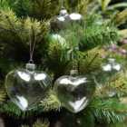 Livingandhome 12Pcs Heart Transparent Glass Hanging Christmas Baubles Wedding Decorations 9cm