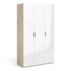 Pepe Wardrobe with 3 doors in Oak with White High Gloss