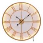 Small Gold And White Led Wall Clock