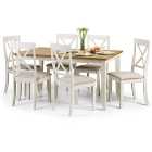 Davenport Rectangular Dining Table with 6 Chairs, Off White