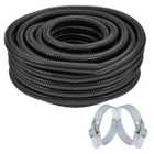 SPARES2GO Pond Hose Flexible Marine Filter Pipe Corrugated + 2 Clamp Clips (51mm Diameter, 20M)