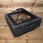 52cm Luxury Concrete Effect Garden Fire Pit & BBQ Grill Heater Outdoor Log Burner